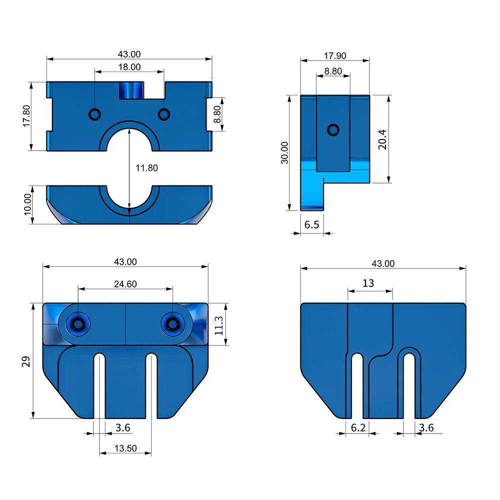 KINGROON 3D Printer Part Multi-Mount All Metal Mount For E3D V5 V6 Hotend For CR-10 CR10S ENDER-3 ENDER-3 PRO Print Head Bracket