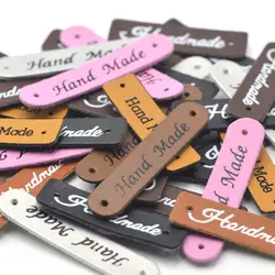 30Pcs Handmade Labels Tags Clothes Garment PU Leather Label Hand Made Jeans Bags DIY Craft Knitting Sewing Supplies Wholesale