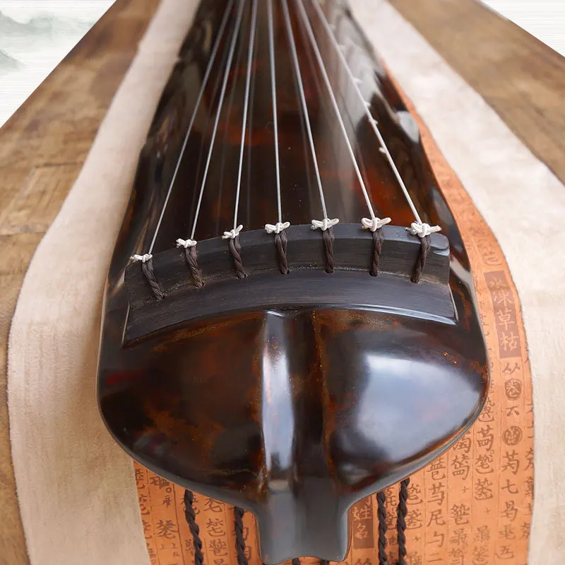 Banana Leaf Style Guqin Lacquer Old Fir Material Antler Cream Handmade Professional 7-string Zither Chinese Musical Instrument