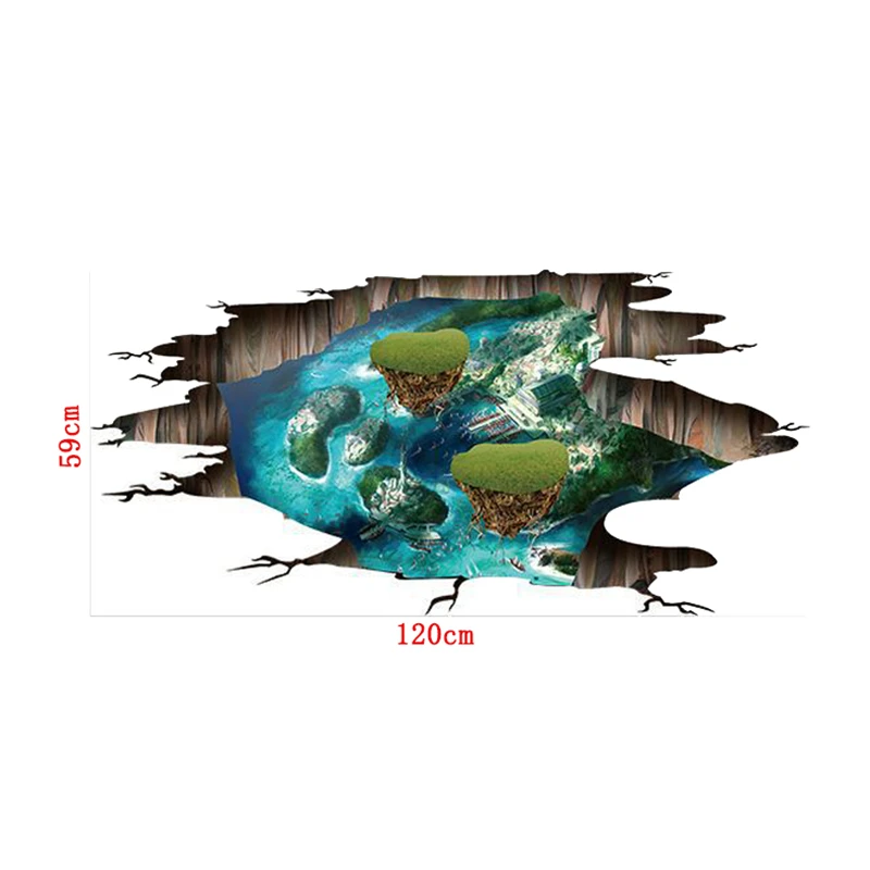 3D broken wall cosmic space wall sticker home decor living room bedroom floor decoration Removable decorative vinyl material XL