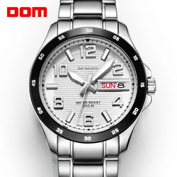 DOM Mens Watches Top Brand Luxury Sport Quartz-Watch Stainless Steel Clock Men Waterproof Wristwatch relogio masculino M-132