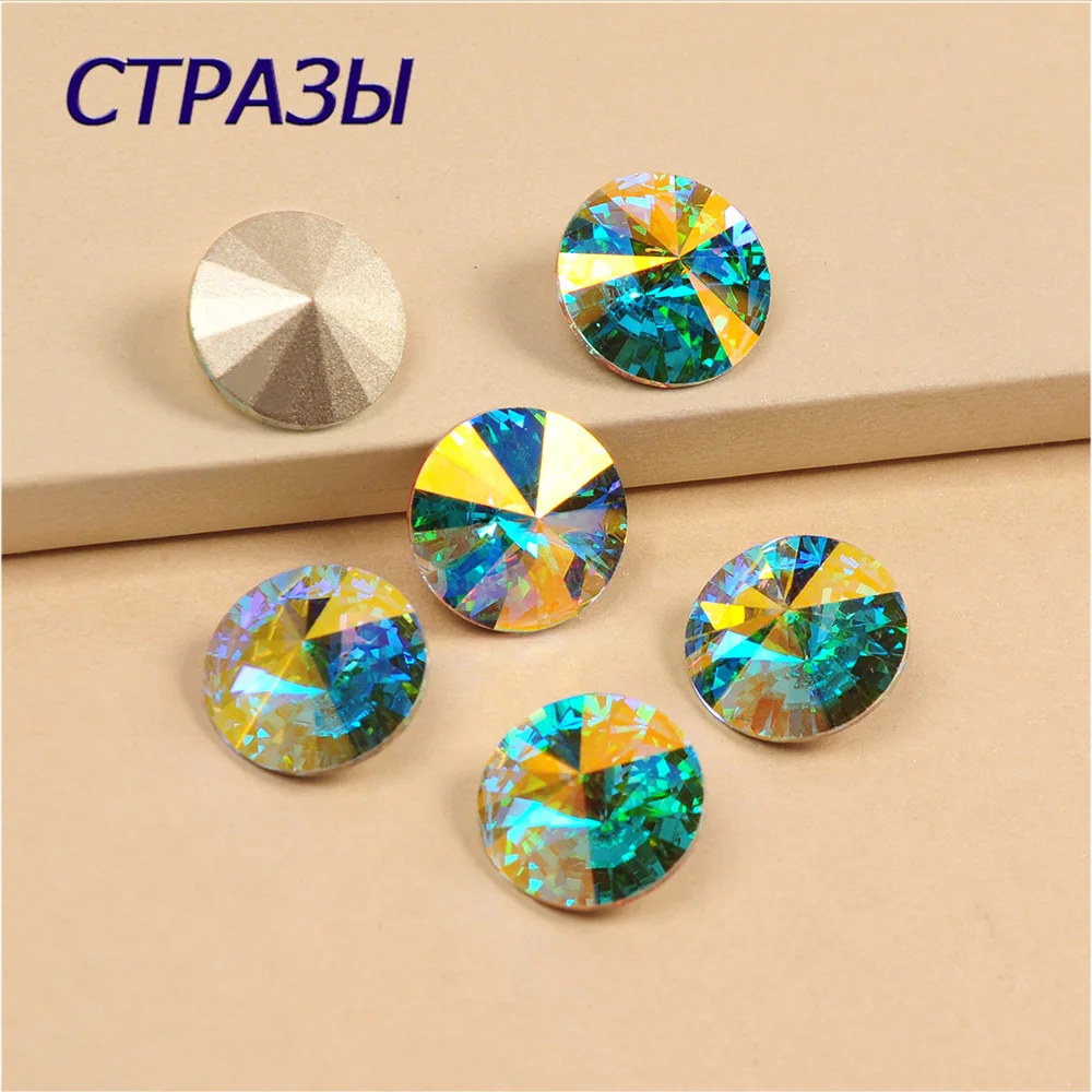 

Crystal AB XILION ELEMENTS Crystal glass Rivoli loose Beads DIY Sew on Stone Round Rhinestones for jewelry Garment Decorations