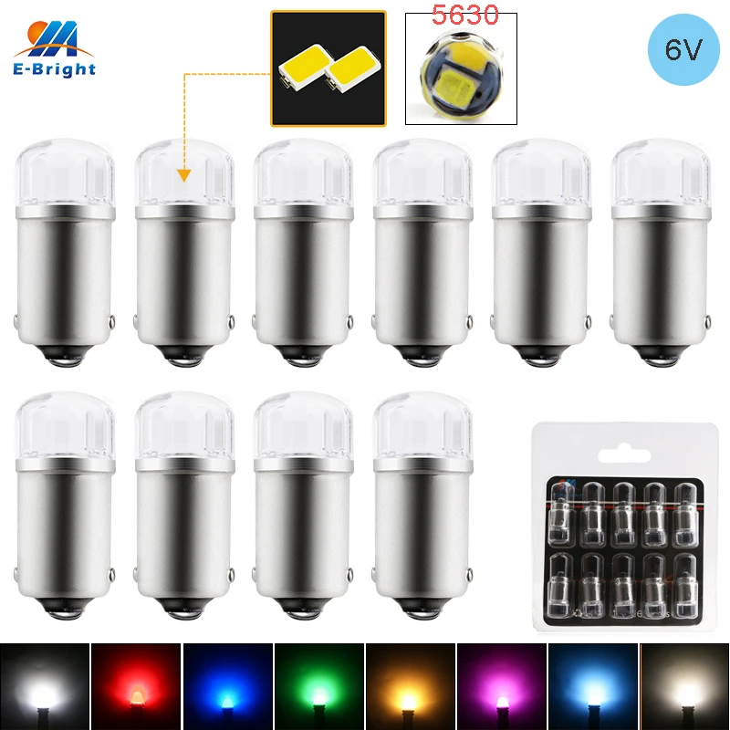 BA9S GE 44 47 755 756 6V 6.3V DC LED Light Pinball Machine 1815 1893 1895 1847 Led Light Bulbs Flashlight Toy Car Lights 10PCS