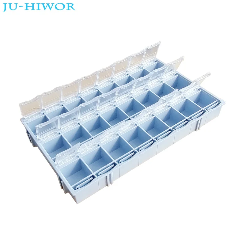 SMD SMT IC Electronic Plastic Component Mini Storage Box Diy Practical Container Resistor Capacitor IC Loader Grey Blue