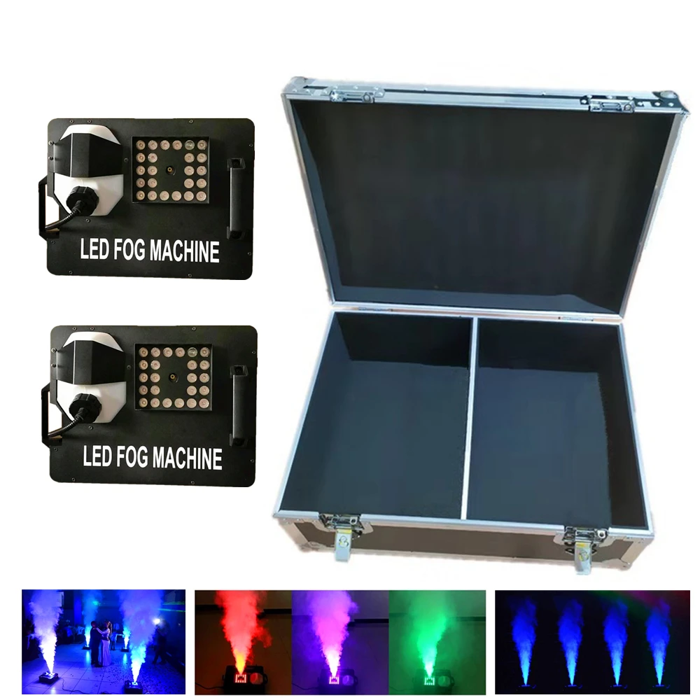 

2pcs 1500W Fog Machine DMX512/Remote Control Smoke Machine With 24x9w RGB LED Lights With Flight Case Professional Stage Fogger