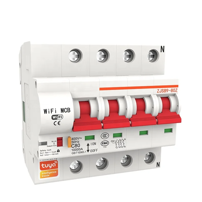 

Smart Breaker Tuya 4P Remote Control Reclosing Wifi Circuit Breaker 400V 10A