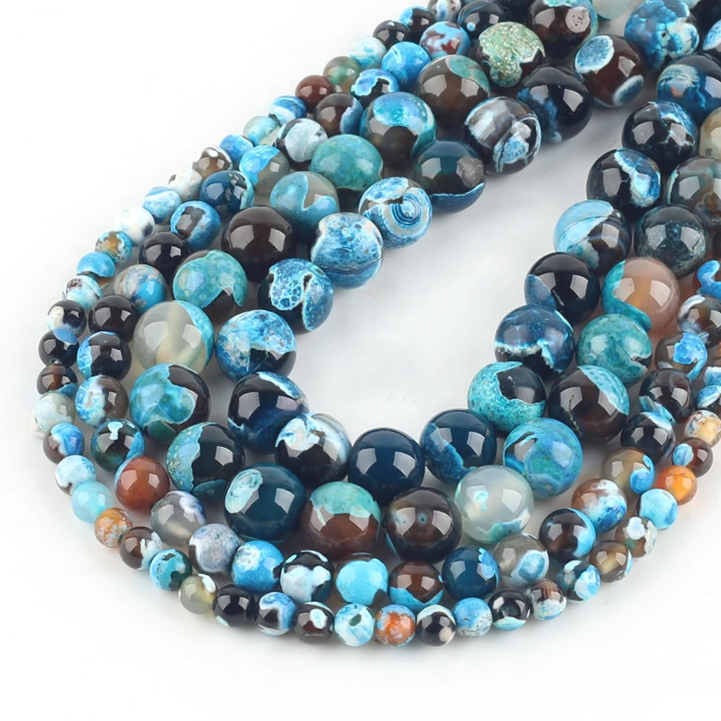 Colorful Natural Stone Fire Agates Onyx Round Beads 15\