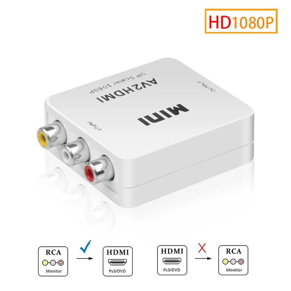 Full HD 1080P Male to Female RCA AV TO HDMI-compatible Converter Adapter Mini Composite CVBS to HDMI-compatible Audio Converter