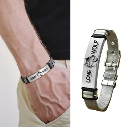Pulsera de malla para hombre y mujer, brazalete UNISEX ajustable de plata y acero inoxidable, grabable