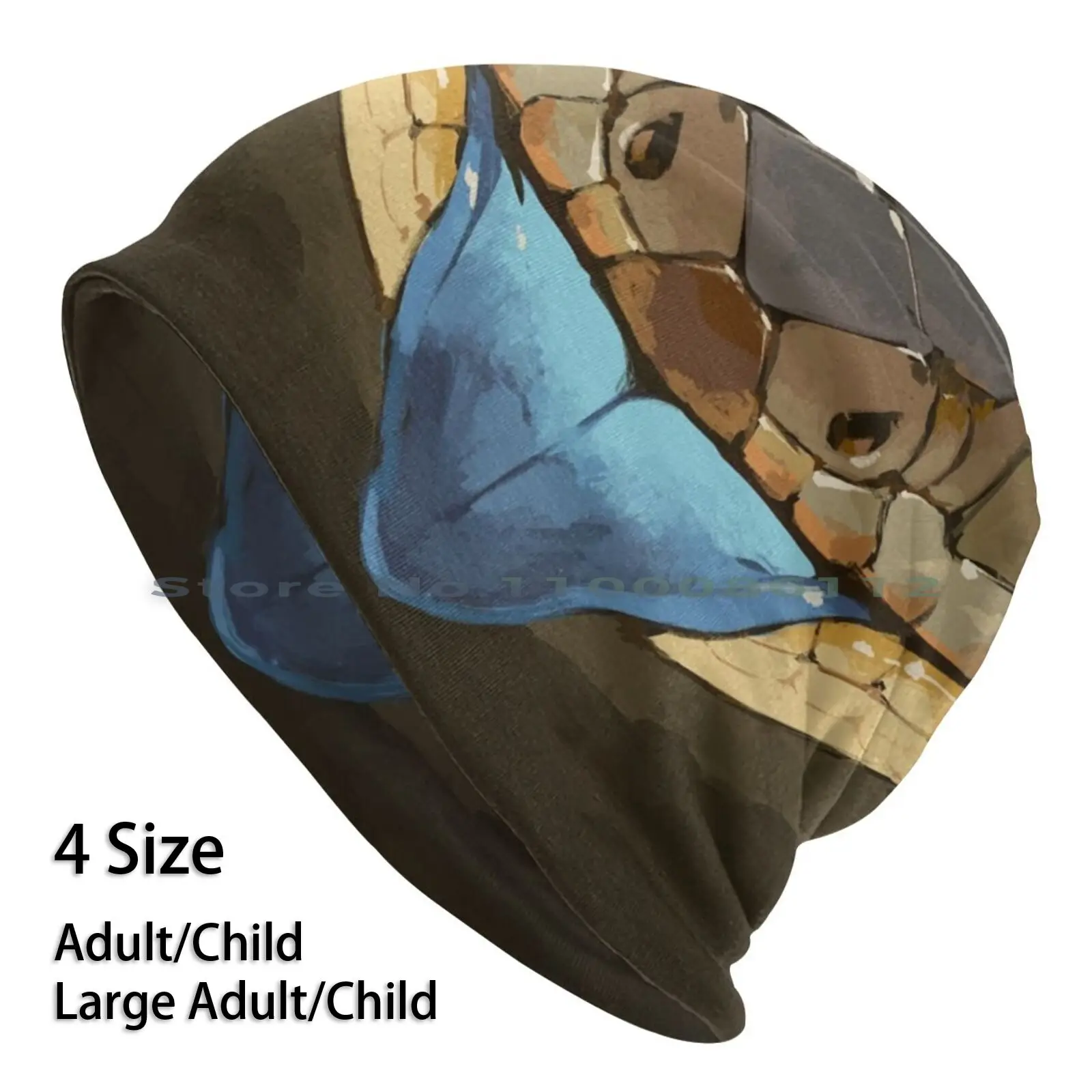 

Вязаная шапка без козырька, с голубым язычком