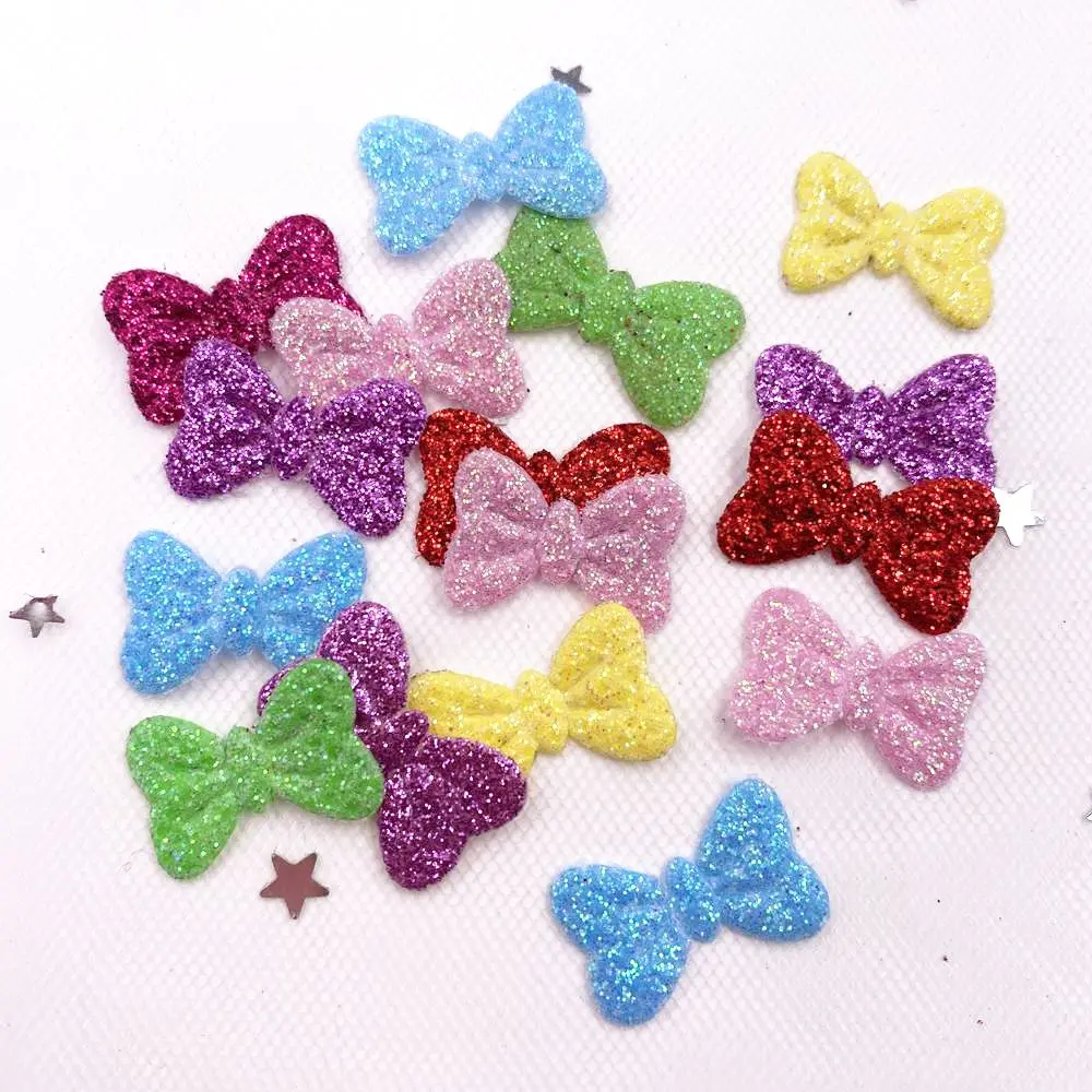 Nuovo 200 pz Mix Glitter non tessuto Bowknot feltro tessuto Appliques di stoffa matrimonio fai da te cucito Patch accessori fai da te AA03