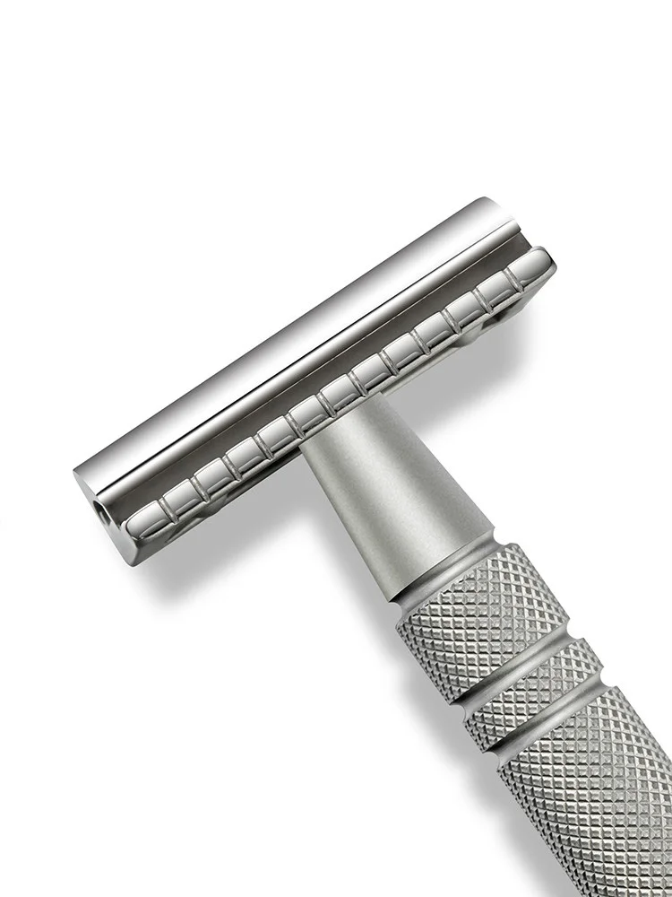 Men Shaving Double Edge Manual Shaver Blade Replaceable Classic Safety Razor Matte Nonslip Blank Brass