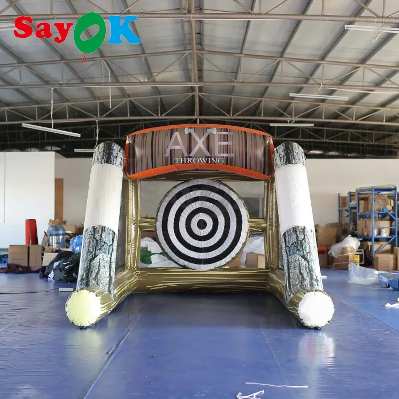 

Sayok Inflatable axe throwing game inflatable football soccer shooting board with air blower and axes