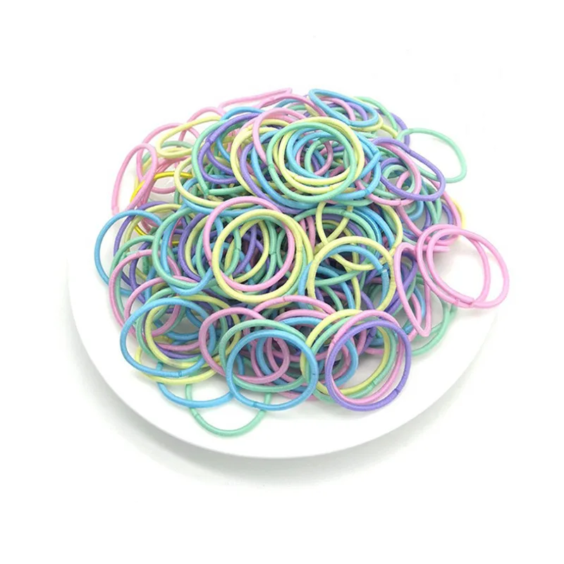 100pcs/Pack Hair Accessories Girls Rubber Bands Scrunchy Elastic Hair Bands Kids Baby Headband Decorations Ties Gum for Hair