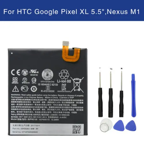 

Оригинальный аккумулятор HTC 3450 мАч B2PW2100 аккумулятор для HTC Nexus Google Pixel XL / Nexus M1 аккумулятор + Инструменты