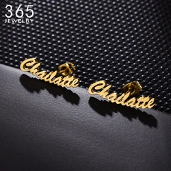 1 Pair Personalized Custom Name Earrings For Women Customized Initial Nameplate Stud Letter Earring серьги Girl Birthday Gift