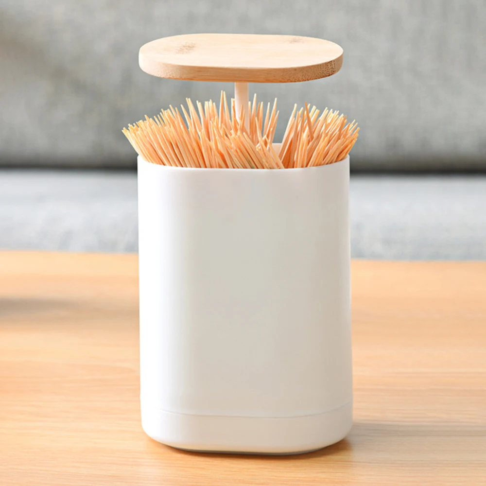 Pop-up Toothpick Holder Automatic Compact Convenient Cotton Swab Toothpicks Dispenser Large Capacity Reusable Stand Storage Box