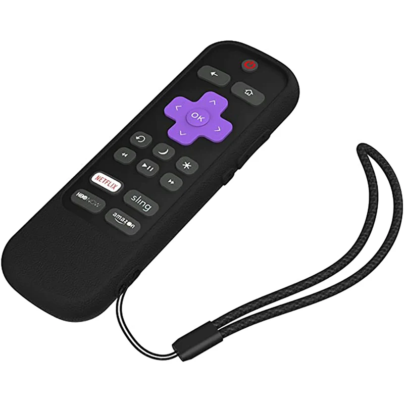 Silicone Case Cover for Roku Voice Remote RCAL7R/ Sharp Roku TV Voice Remote with Power and Mute Button Anti-Lost with Loop