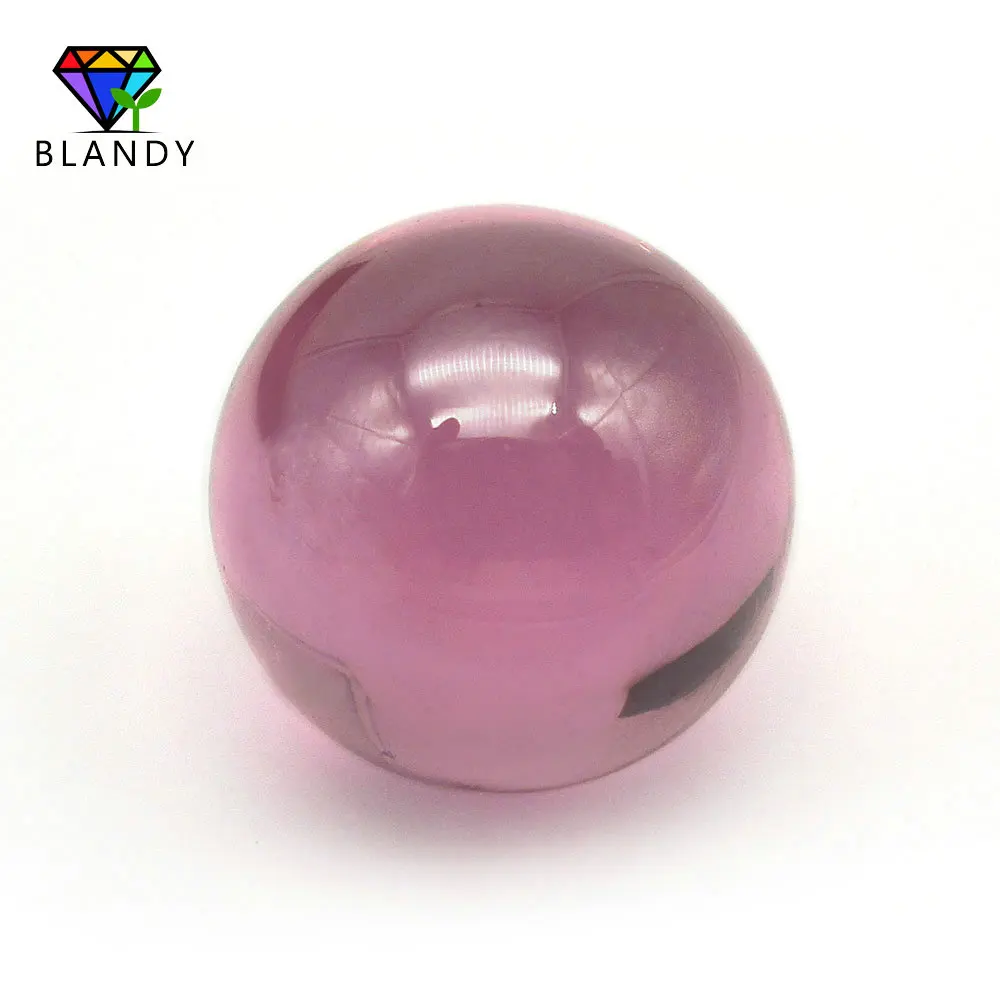 Round CZ Stones High Qaulity MOQ=1pc 20mm Round Ball Synthetic Pink Cubic Zirconia Stone For Jewelry