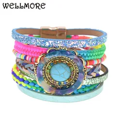 WELLMORE bohemia bracelets Leather bracelets handmade charm bracelets for women fashion jewelry drop shipping wholesale