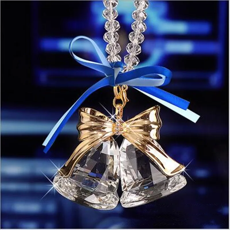 New Crystal wind chimes Car Auto Fashion Pendant Interior Rhinestone Bling Rear View Mirror Ornament Hanging Dangle  Car Styling