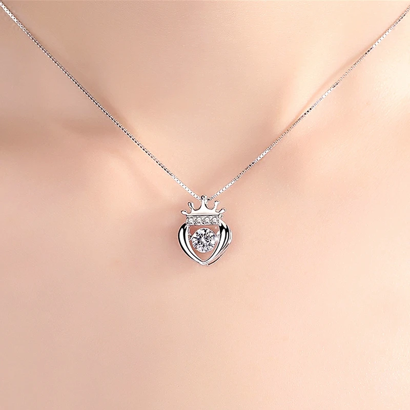 Nowa moda może tańczć cyrkonia korona wisiorek w kształcie serca naszyjniki 925 srebro kobiety i dziewczyna biżuteria ananasowy Choker darmowa dostawa — zdjęcie 7