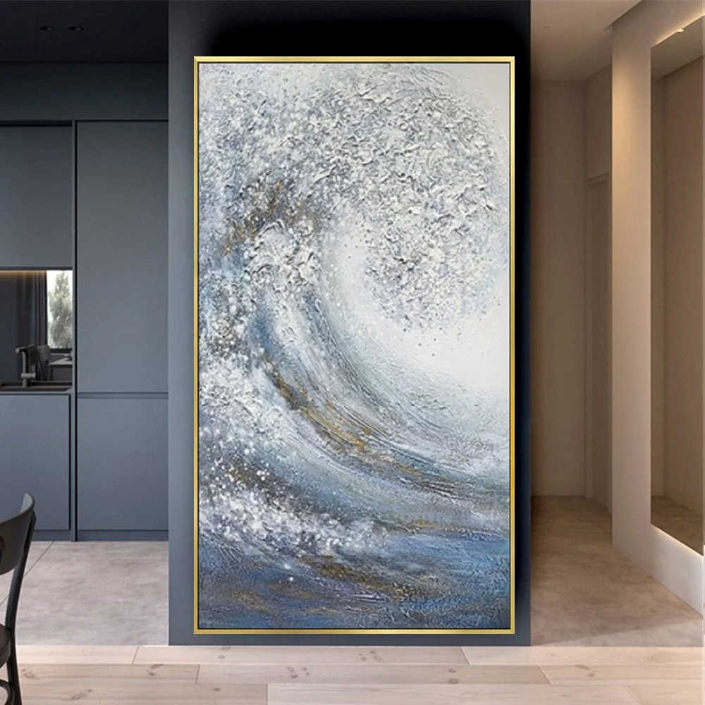 

Hand Painted oil painting Abstract Textured Sea Wave picture On Canvas Wall Art Sofa background Artwork For Living room decor