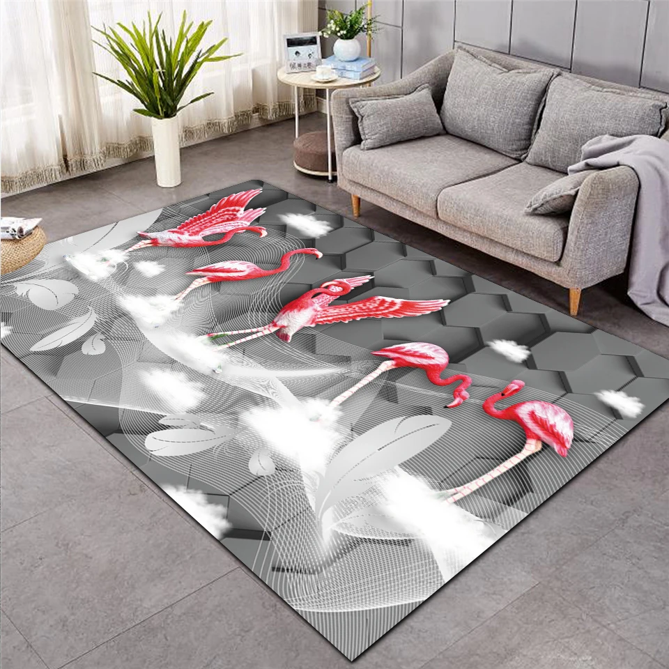 Fashion Flamingo Tropical Leaf Leaves Printed Carpet Bedroom Large Area Rug Non-slip For Living Room Home Alfombra Tapis Salon05