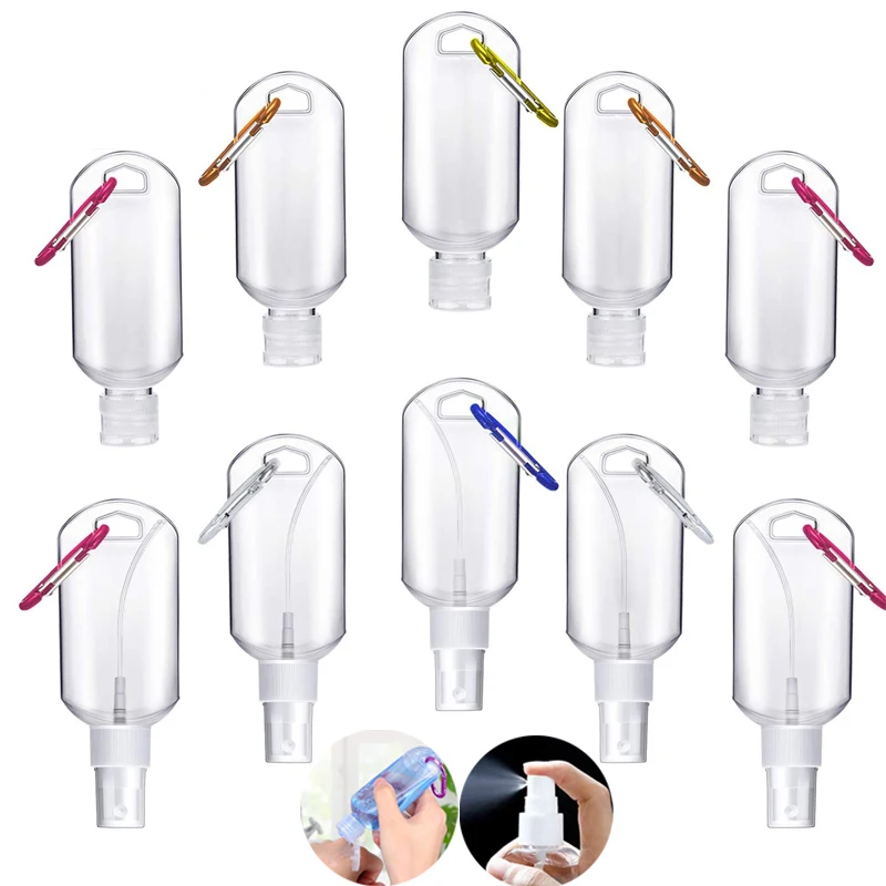 100Pcs Travel Plastic Clear Keychain Bottles Empty Refillable Hand Sanitizer Bottles Flip Cap Spray Squeeze Liquid Gel Container