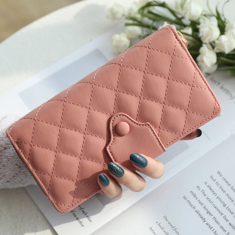 Women Long Wallet PU Leather Female Plaid Purses Card Holder Wallet Fashion Woman Zipper Wallet Lady Clutch Coin Purse Money Bag
