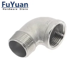 1pcs SS 304 Stainless Steel 90 Degree Elbow Pipe Fitting Adapter DN6-DN100 Female x Male Thread Angled Connectors