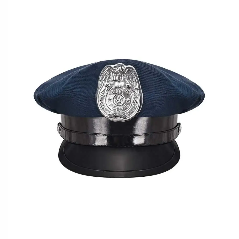 

Men & Women Adult Blue Police Officer Hat Halloween Cosplay Cap Cop Costume Accessories Anime Props