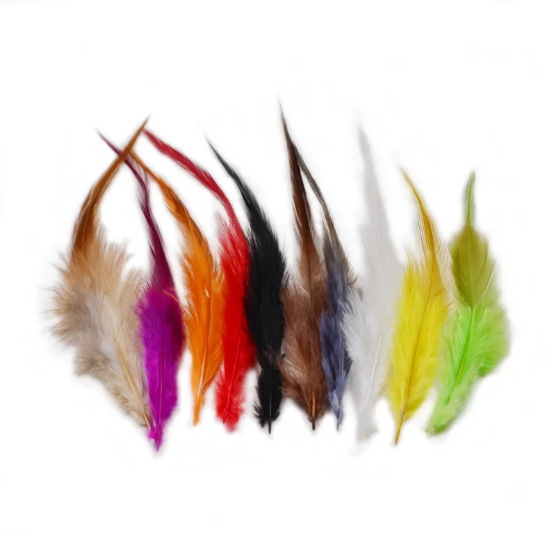 50pcs/pack Fly Tying Rooster Saddle Hackle Feathers For Bug Legs Wings 10optional Colors Cock Schlappen Feathers Streamer Flies