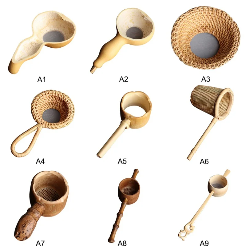 Tea Ceremony Accessories Japan Teaism Bamboo Rattan Gourd Shaped Tea Leaves Funnel Strainers for Tea Table Decor