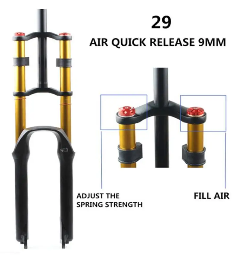 HIMALO-Bicycle Suspension Fork, MTB Air Magnesium Alloy, Double Shoulder Oil Lock, Straight Downhill, 26, 27.5, 29er