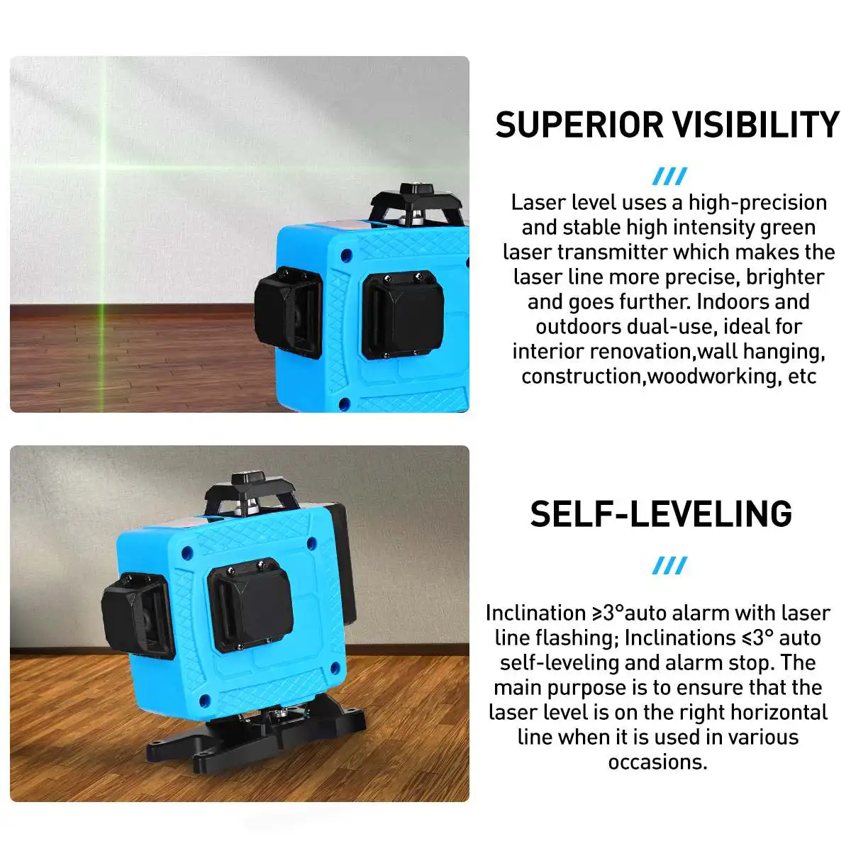 16 Lines 4D Green Laser Level Self-Leveling 360 Degrees Horizontal And Vertical Cross Lines Green Laser Line With Tripod Battery