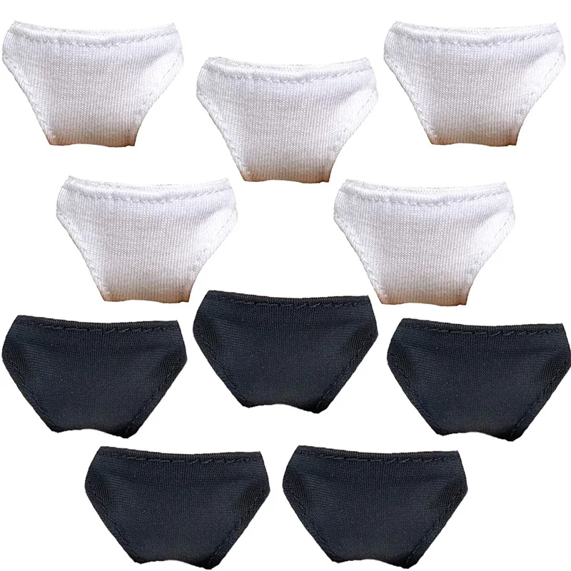 

10Pcs Pure White and Black Underwear Briefs for 1/6 BJD SD Dollfie Dolls Clothes For 29cm Doll Size