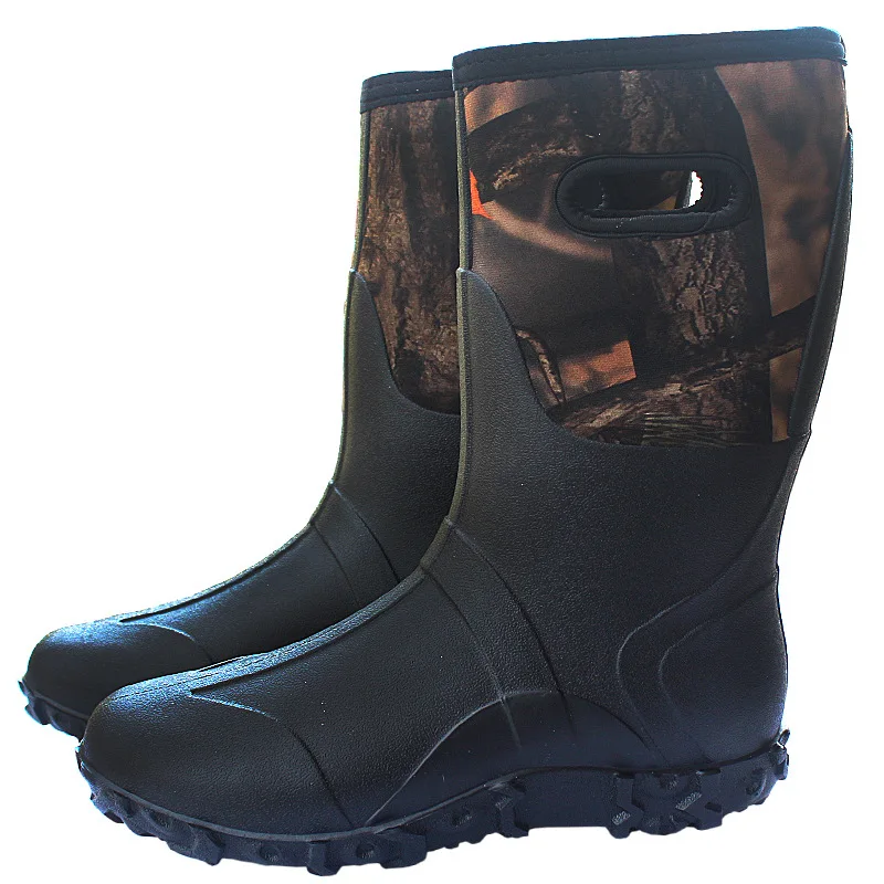 PVC Waterproof Mens Rain Shoes Outdoor Fishing Boots Wading Shoes Stretch Breathable Camouflage High Tube Rain Boots