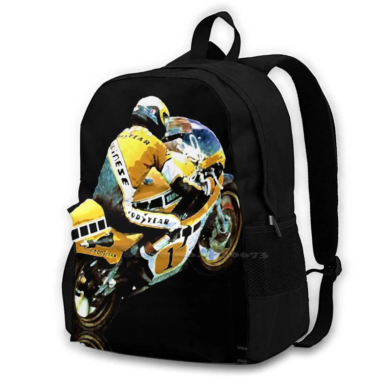 

King Kenny Wheelie Painting New Arrivals Unisex Bags Student Bag Backpack King Kenny Kenny Roberts Barry Sheene Randy Mamola