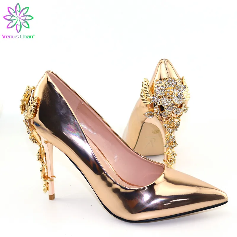 2025 New Gold African Shoes Women Slides Summer Style Bright Color with Slippers for Woman Wedding Parties Shoes Nigerian Shoes