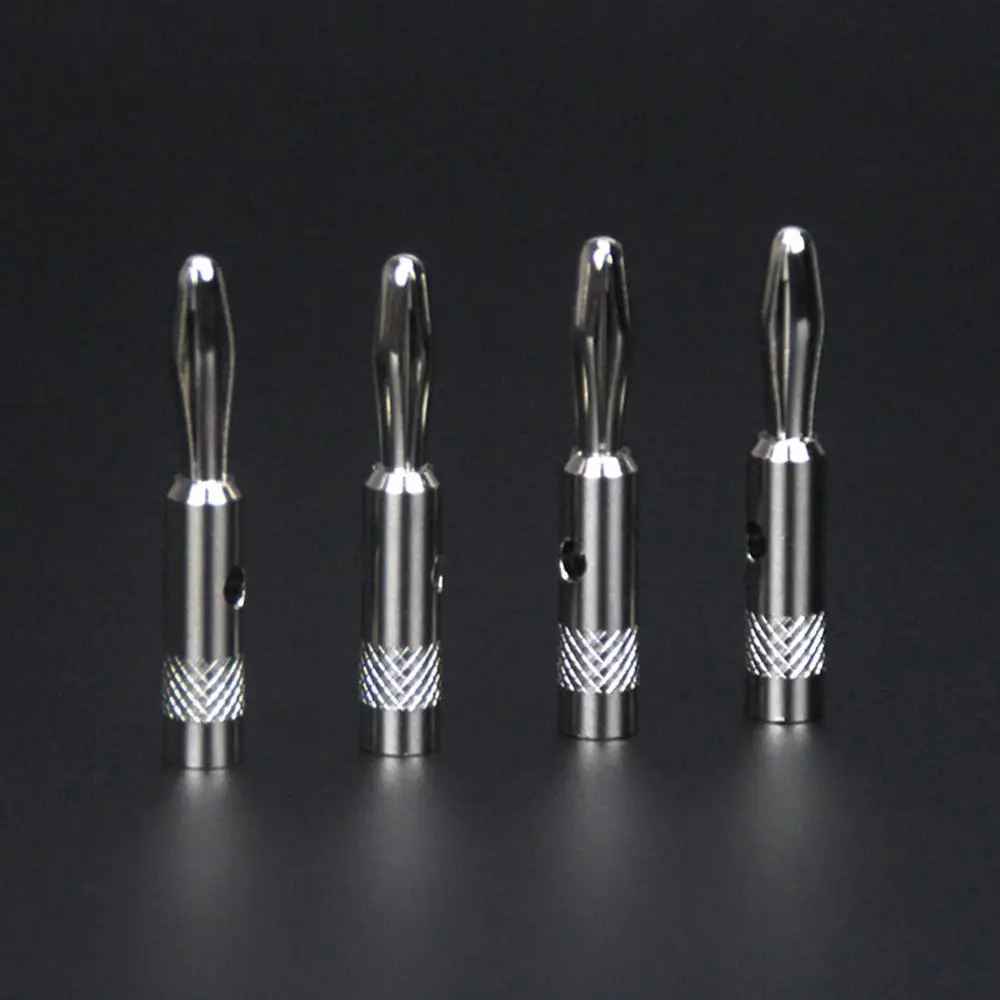 Colleimage  4pcs Rhodium Plated Banana Audio Plug Plated Banana Audio Plug Speaker Cable AMP CD DV Player Speaker Audio Cable
