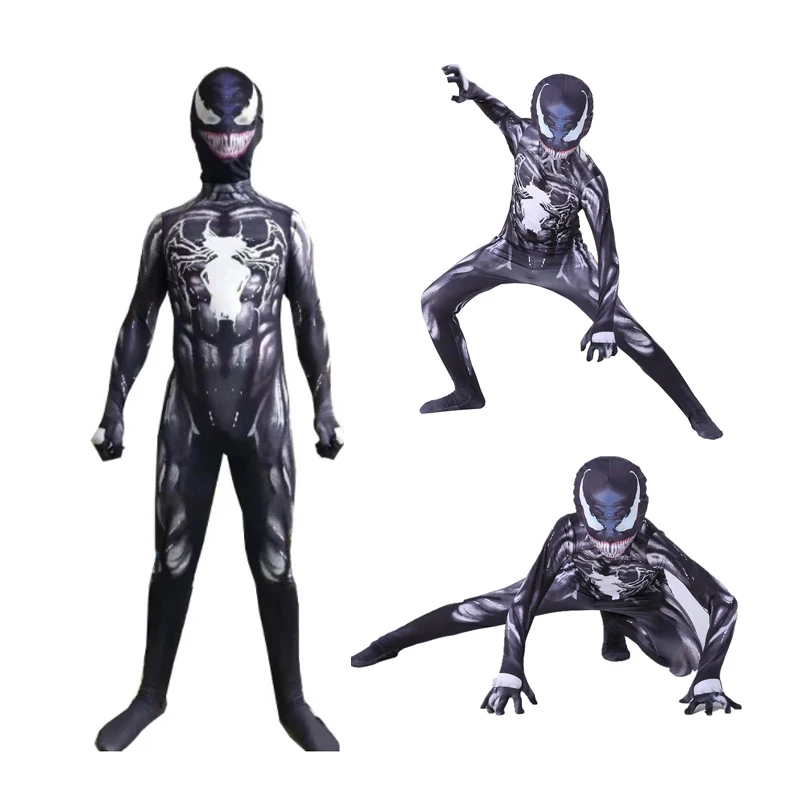 New Venom Cosplay Costume for Children Venom Super Hero Costumes Halloween Kids Jumpsuits Spoof Leotard Anime Dresses for Boys