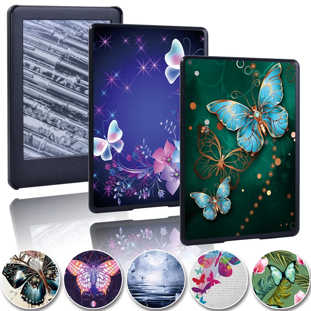 Case For Kindle 8/10 /Kindle Paperwhite 1 2 3 4 - Printed Butterfly Hard Shockproof Protective Shell Cover + Stylus