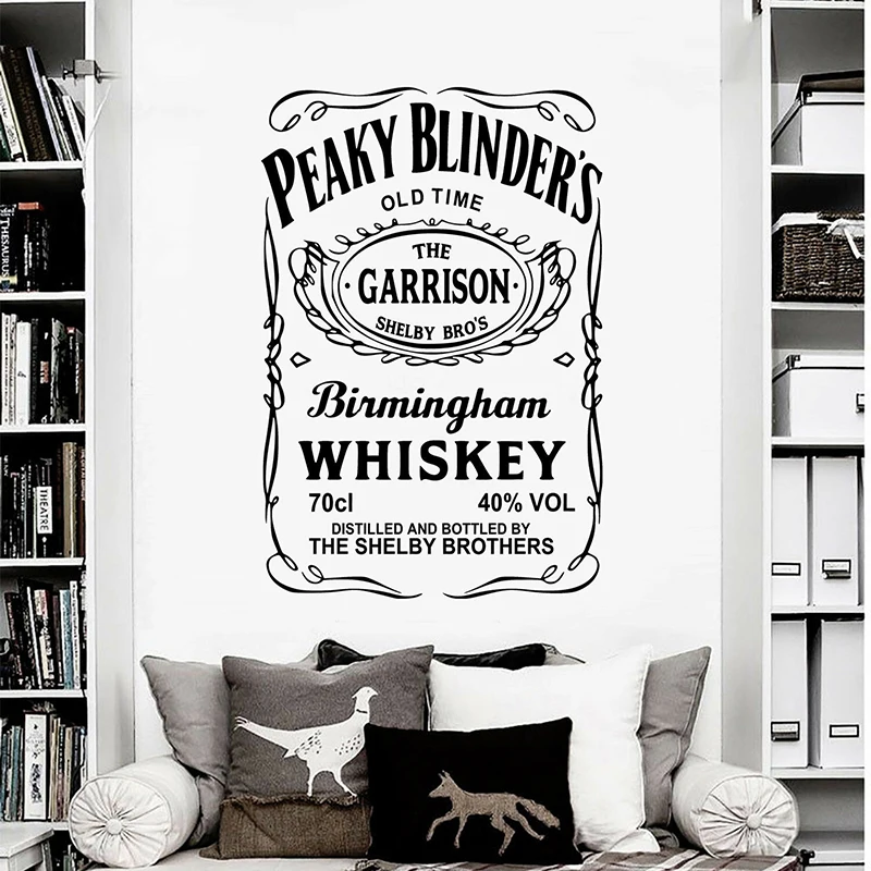 Pegatina de pared de Whisky de gran tamaño, calcomanía para dormitorio, sala de estar, garaje, Bar, cueva de hombre, M331