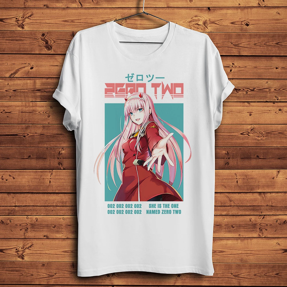 Zero two 002 Darling in the franxx funny anime t shirt Men new white Casual TShirt Unisex otaku manga waifu streetwear tee