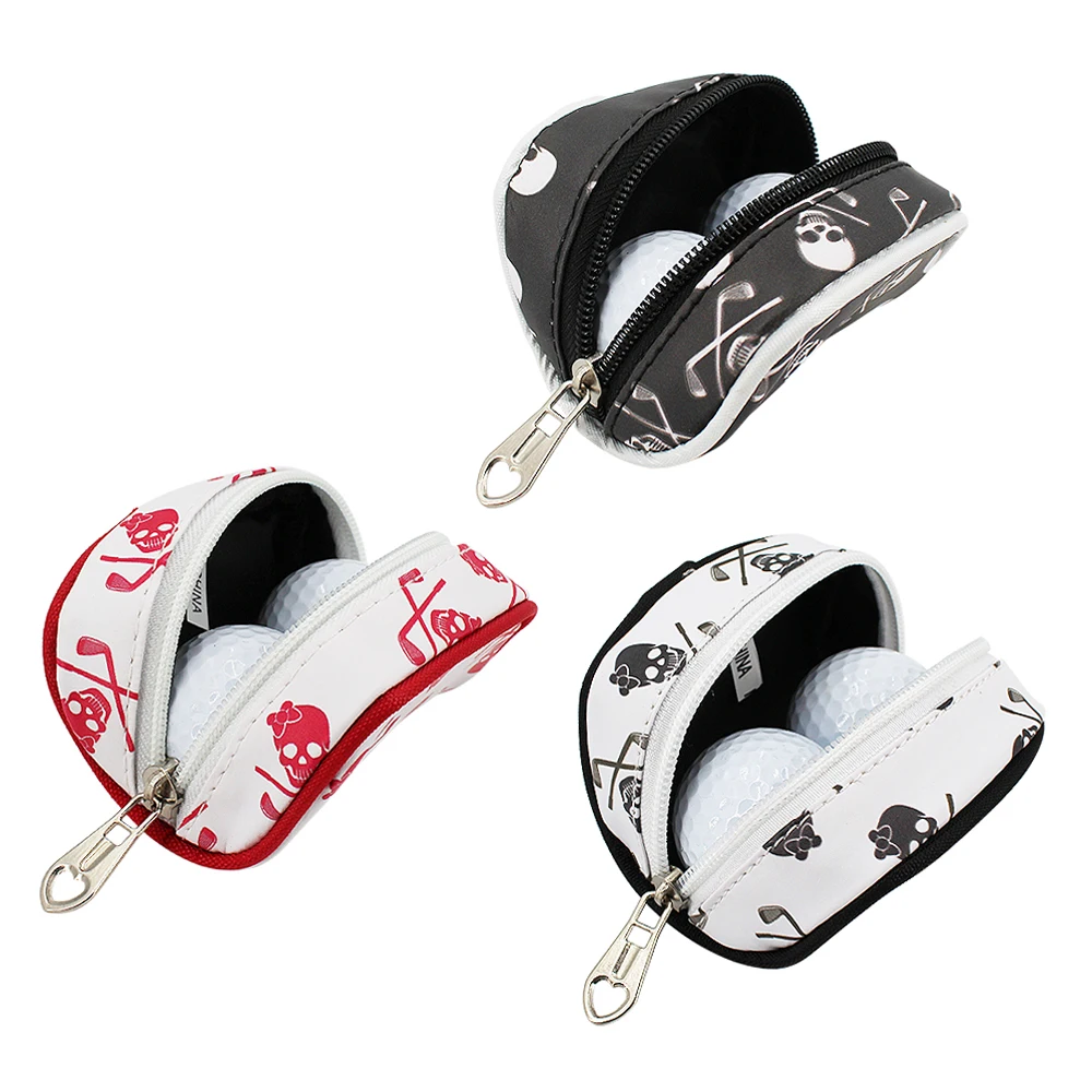 1 Pcs Mini Golf Ball Bag Portable PU Leather Holder Storage 2 Balls and 3 Tee Golf Waist Pouch Closure Carabiner