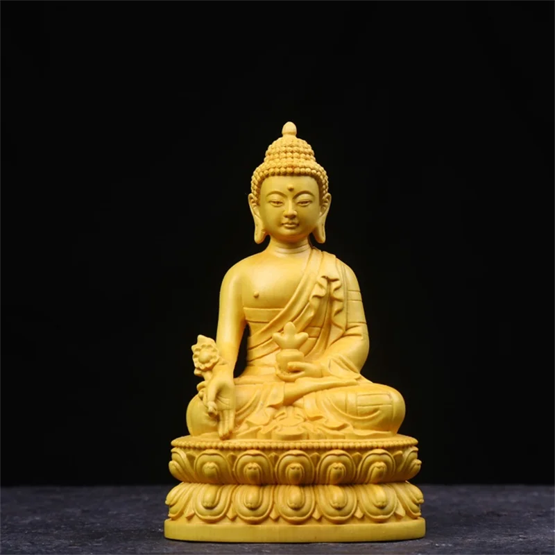 

Boxwood carving Five Dhyani Buddhas glazed pharmacist Buddha tantric ornaments are dedicated to the Buddha statues of Amitabha's