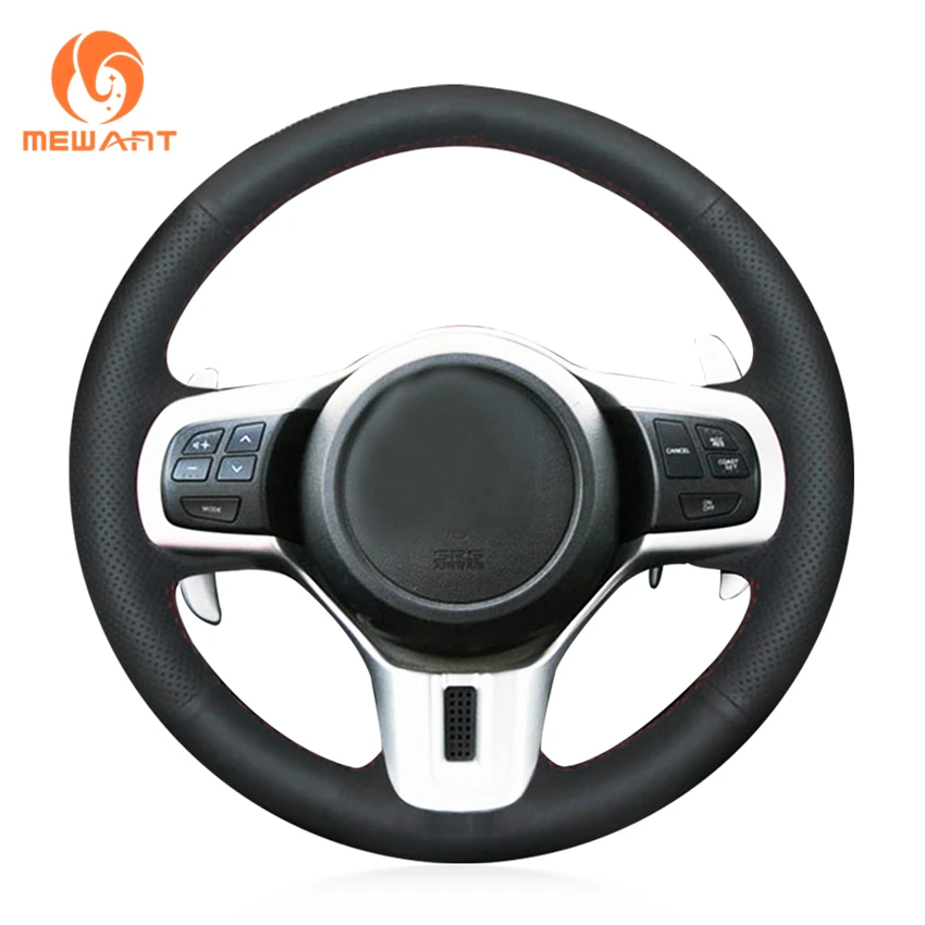 

MEWANT Black Genuine Leather Steering Wheel Covers for Mitsubishi Lancer Evolution EVO X 10 2008 2009 2010 2011 2012 2013-2015