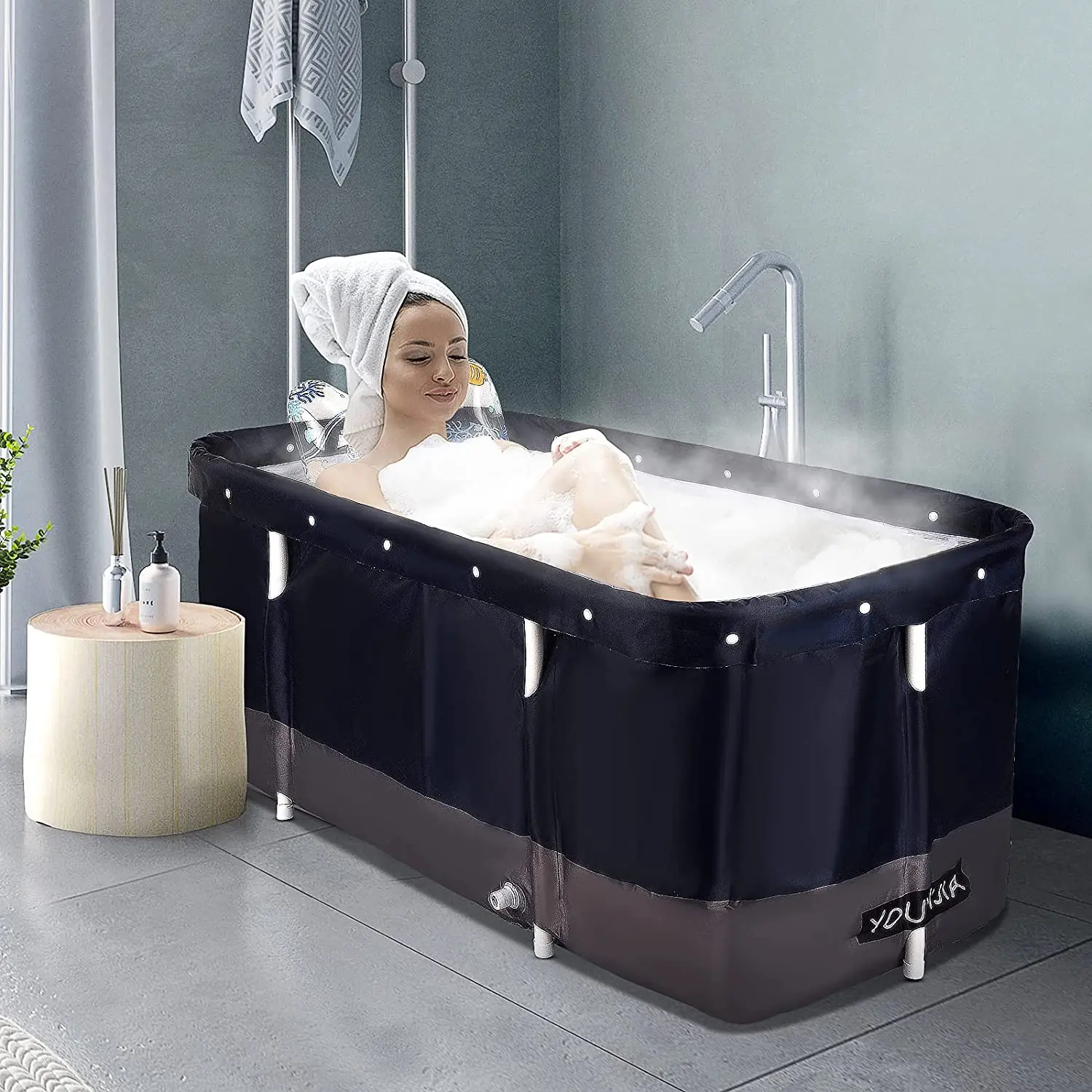 Foldable Bathtub Portable Waterproof Thickened Adult Family Spa Bathtubs Large Size Full Body Bathing Bucket With 10pc Bath Bags