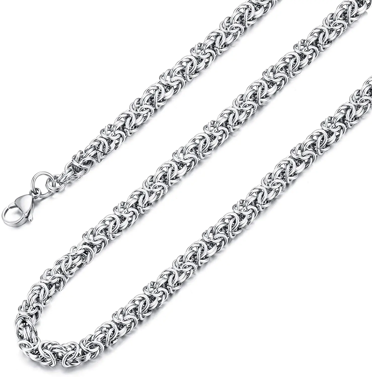 6MM 7MM 8MM Byzantine Necklace Stainless Steel Chain for Men Women Hip Hop Jewelry Gifts